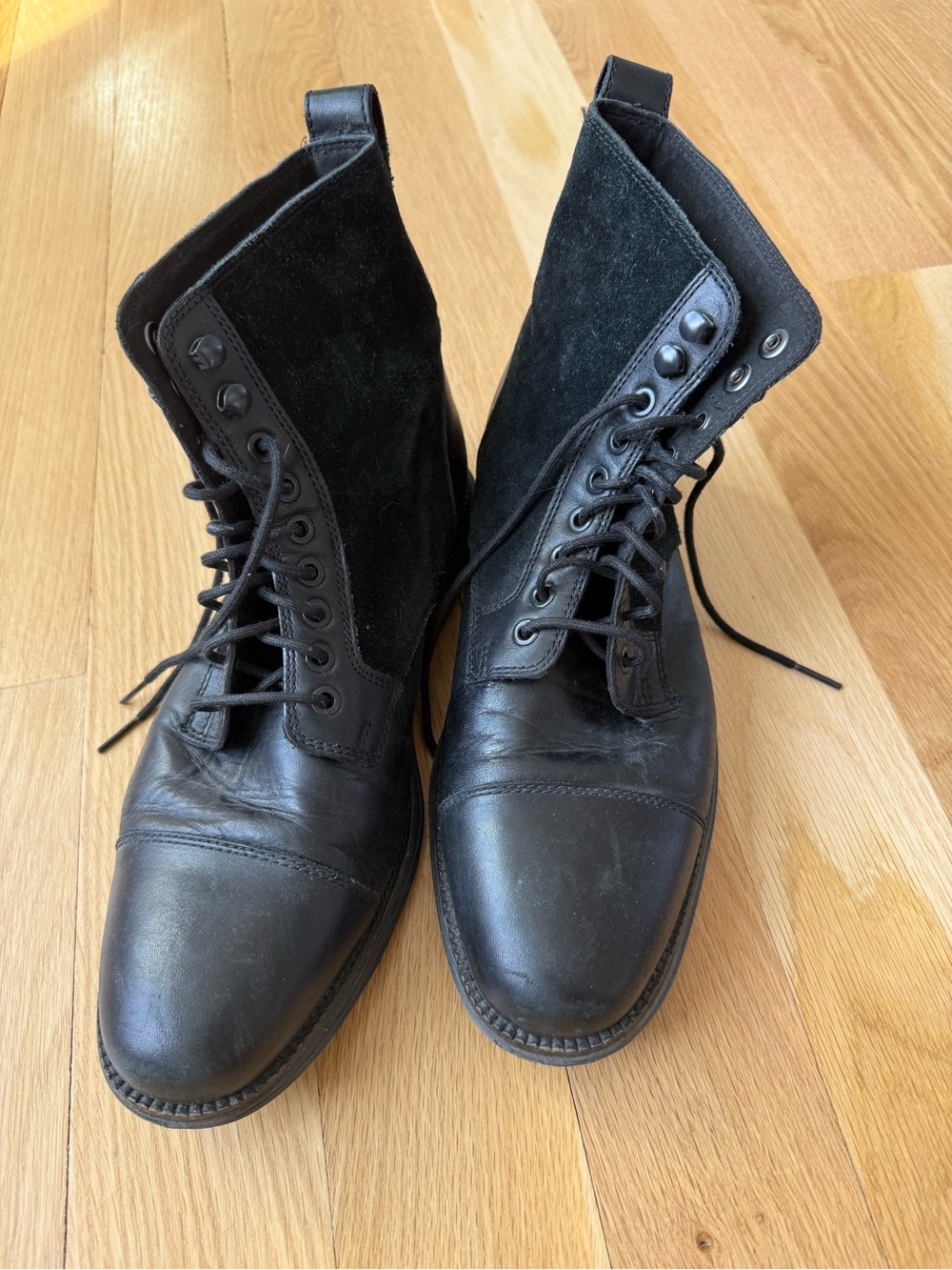 Cole Haan - Men's Black Leather and Suede Lace-Up Boots - size 10
